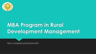 MBA Program in Rural Development Management