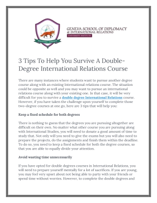 3 Tips To Help You Survive A Double-Degree International Relations Course
