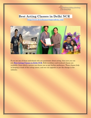 Best Acting Classes in Delhi NCR