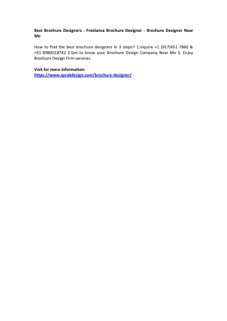 Best Brochure Designers - Freelance Brochure Designer - Brochure Designer Near M