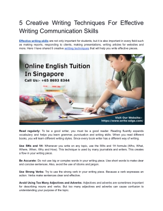 5 Creative Writing Techniques For Effective Writing Communication Skills