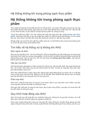 Hệ thống không khí trong phòng sạch thực phẩm