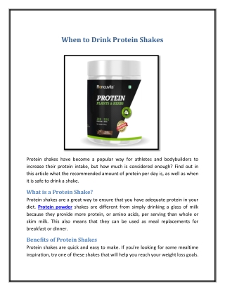 When to Drink Protein Shakes