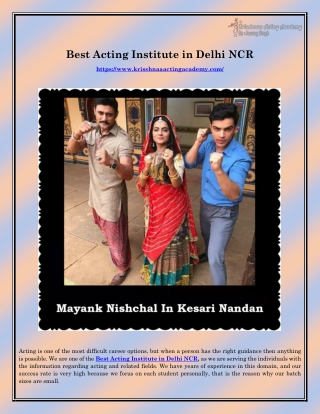 Best Acting Institute in Delhi NCR