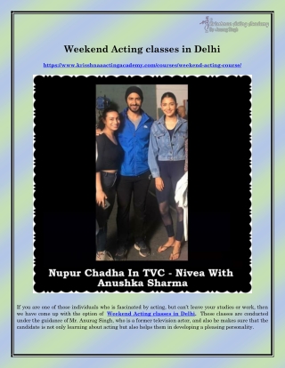 Weekend Acting classes in Delhi