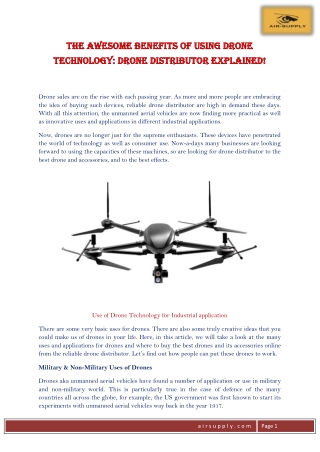 The Awesome Benefits Of Using Drone Technology Drone Distributor Explained!