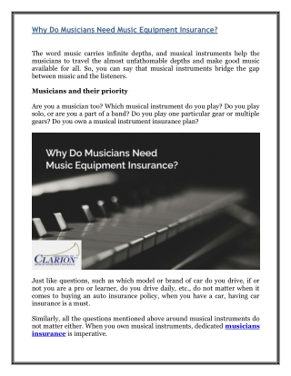 Why Do Musicians Need Music Equipment Insurance