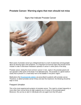 Prostate Cancer - Warning signs that men should not miss