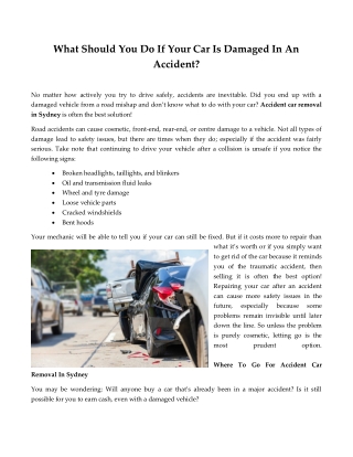 What Should You Do If Your Car Is Damaged In An Accident