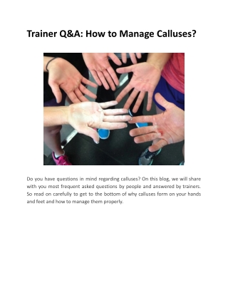 Trainer Q&A_ How to Manage Calluses