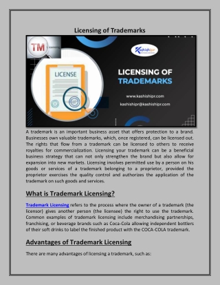 Licensing of Trademarks