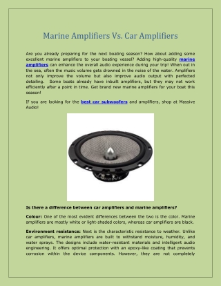 Marine Amplifiers Vs. Car Amplifiers