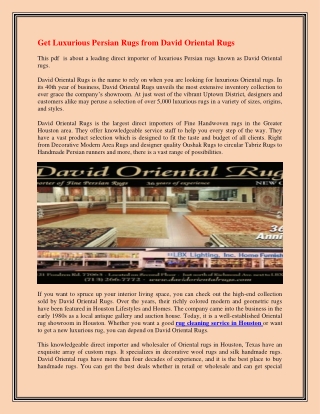 Get Luxurious Persian Rugs from David Oriental Rugs