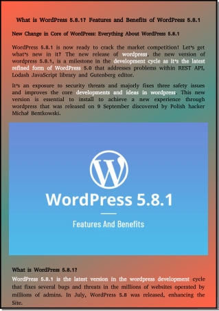 features and benefits of wordpress 5.8.1