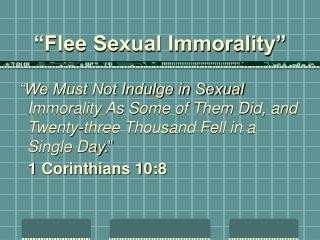 “Flee Sexual Immorality”