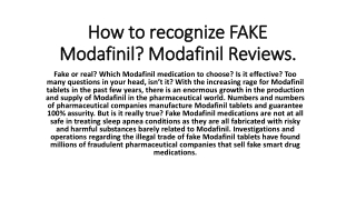 How to recognize FAKE Modafinil