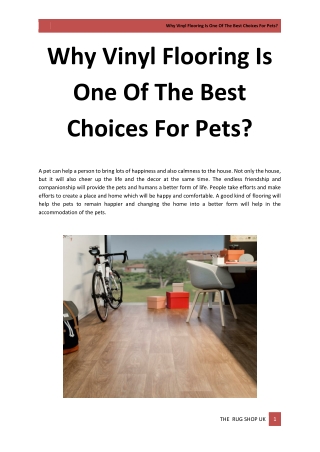 Why Vinyl Flooring Is One Of The Best Choices For Pets