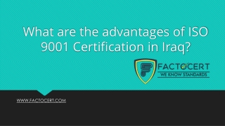 What are the advantages of ISO 9001 Certification In Iraq