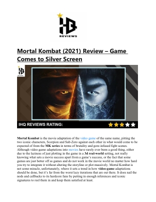 Mortal Kombat (2021) Review – Game Comes to Silver Screen