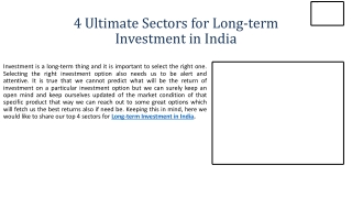 4 Ultimate Sectors for Long-term Investment in India