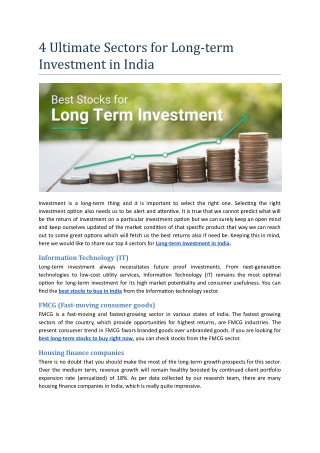 4 Ultimate Sectors for Long-term Investment in India