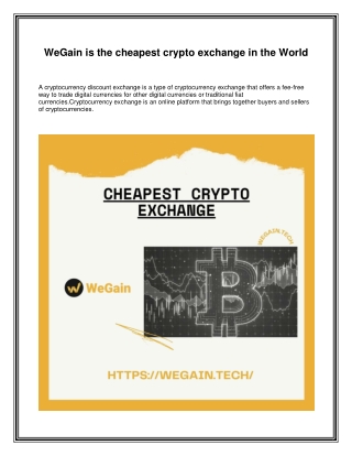 WeGain is the cheapest crypto exchange in the World