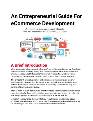 An Entrepreneurial Guide For eCommerce Development