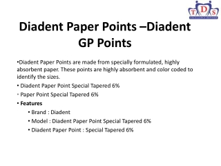 Diadent Paper Points -Diadent gp Points