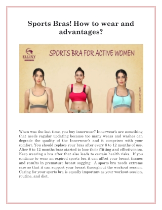 Sports Bras! How to wear and advantages