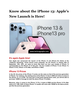 Know about the iPhone 13: Apple’s New Launch is Here!