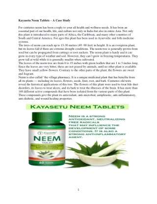 Kayasetu Neem Tablets case study