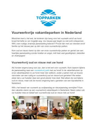 TopParken - Vuurwerkvrije vakantieparken Nederland