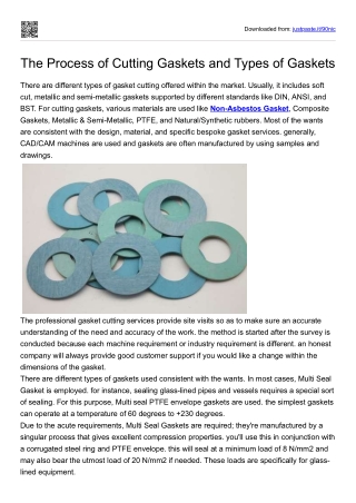 The Process of Cutting Gaskets and Types of Gaskets