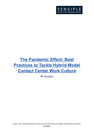 The Pandemic Effect_ Best Practices to Tackle Hybrid Model Contact Center Work Culture