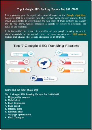 top 7 google seo ranking factors