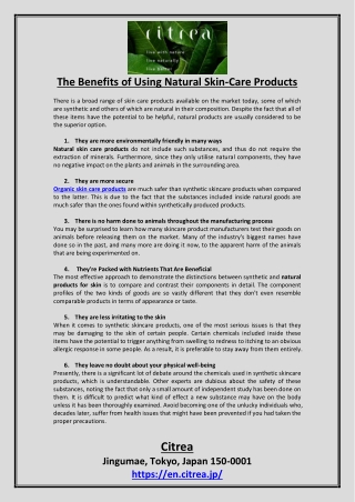 The Benefits of Using Natural Skin-Care Products