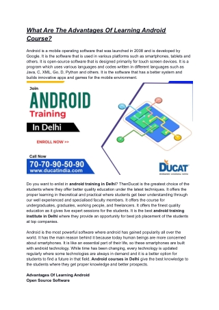 What Are The Advantages Of Learning Android Course