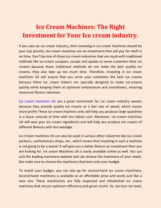 Ice Cream Machines: The Right Investment for Your Ice cream industry