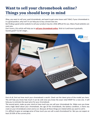 Want to sell your chromebook online - Things you should keep in mind