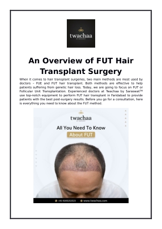 An Overview of FUT Hair Transplant Surgery