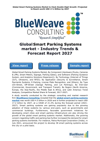 Global Smart Parking Systems market - Industry Trends & Forecast Report 2027