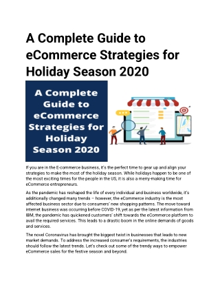 A Complete Guide to eCommerce Strategies for Holiday Season 2021