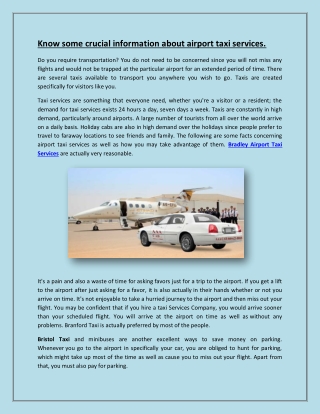 Know some crucial information about airport taxi services (1)