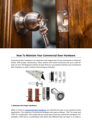 How To Maintain Your Commercial Door Hardware