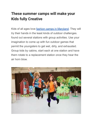 These summer camps will make your Kids fully Creative
