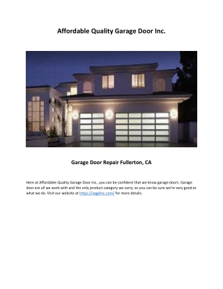 Garage Door Repair Fullerton, CA