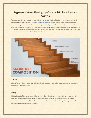 Engineered Wood Flooring -  Up Close with Mikasa Staircase Solution