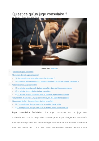 Clarification juridique d'un juge consulaire