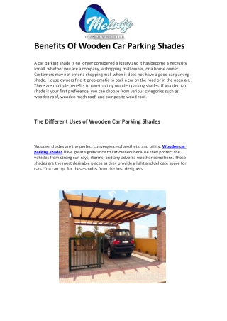 Benefits Of Wooden Car Parking Shades