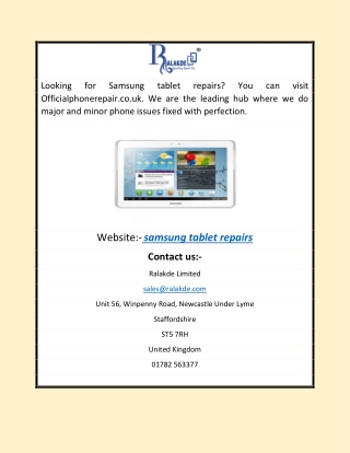 Samsung tablet repairs  | Officialphonerepair.co.uk